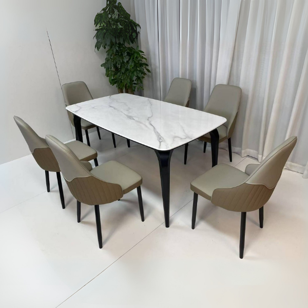 ชุดโต๊ะอาหาร 6 ที่นั่ง WISDOM DESIGN FURNITURE รุ่น JACINE 160 ซม. สีขาว_6